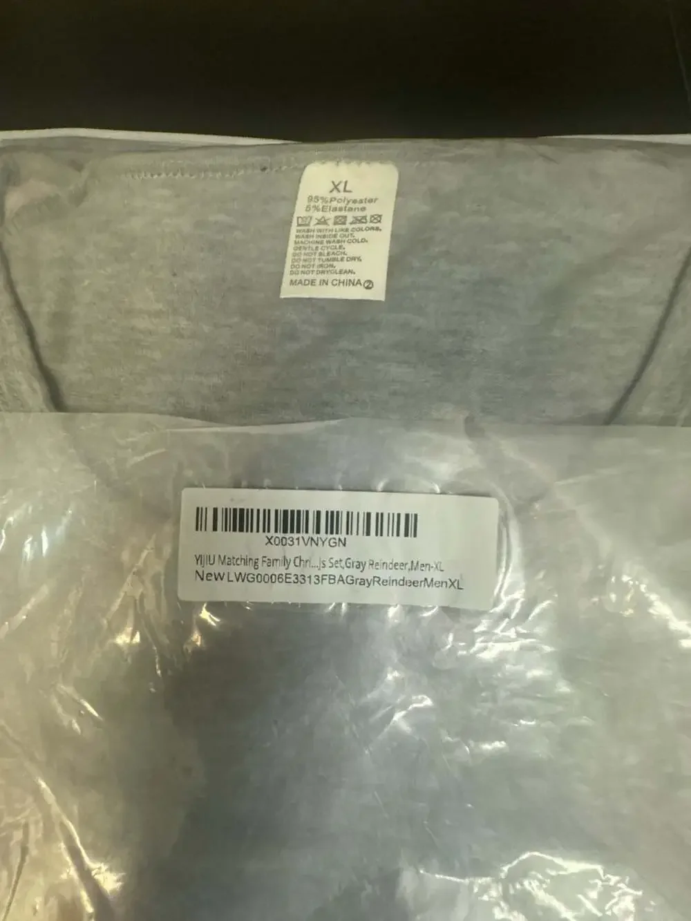YIJIU Matching Family Christmas Pajamas Set Gray Reindeer Men XL